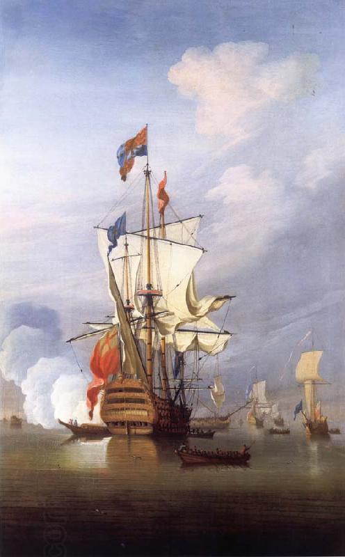 Monamy, Peter The First-rate ship Royal Sovereign stern  quarter view,in a calm China oil painting art